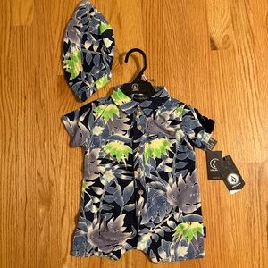 Volcom Baby Boy 1 Piece Outfit W/Matching Hat